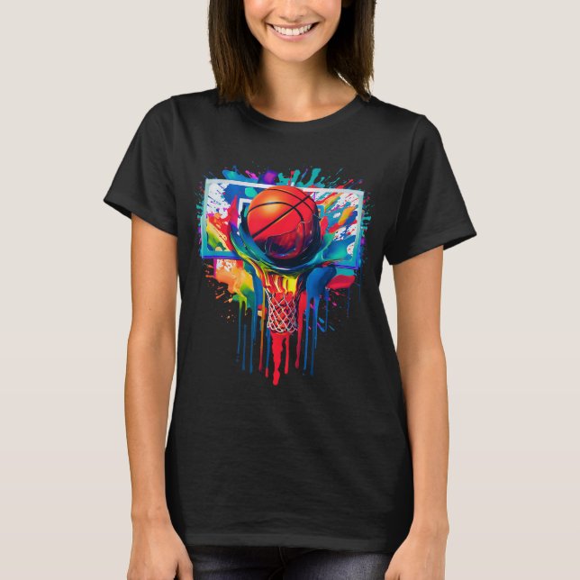 Basketboll Boll Ring Slam dunk Dripp T Shirt (Framsida)