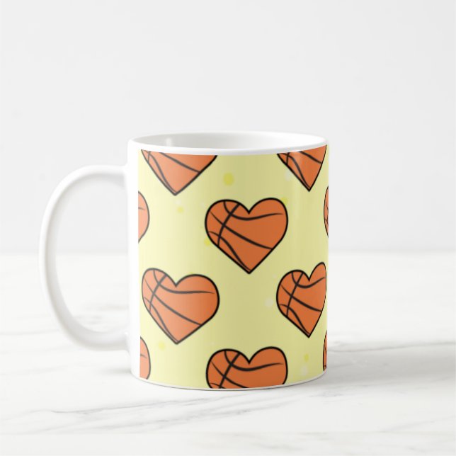 Basketboll Boll Struktur i hjärtformen Mönster Kaffemugg (Vänster)