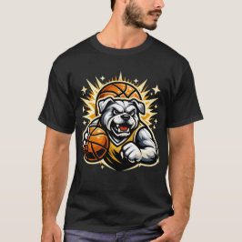 Basketboll Bulldog Maskot Logotyp – Kräm & Guld T Shirt