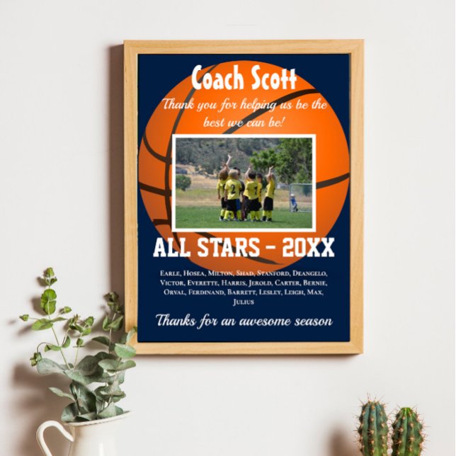 Basketboll-buss-gåva med lagfoto poster (Skapare uppladdad)