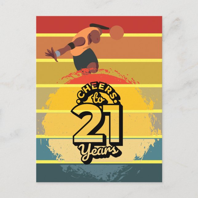 Basketboll Cheers till 21:a födelsedag på Sol-upps Vykort (Framsida)