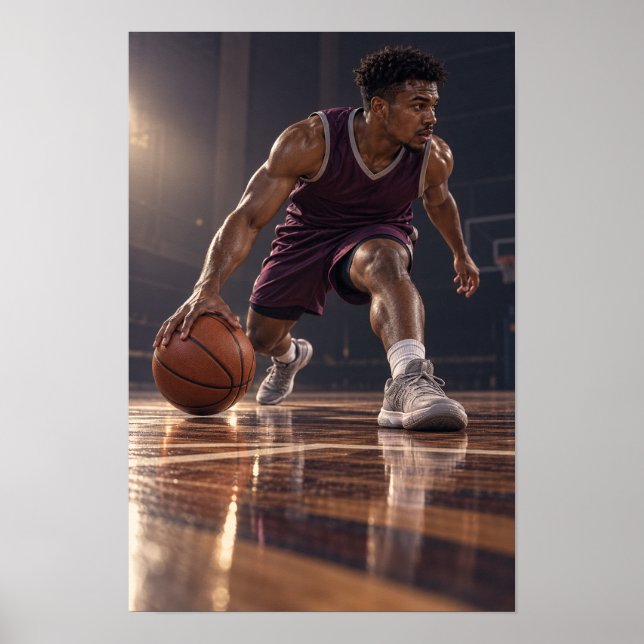 Basketboll Crossover Dribble – Dynamisk Inomhus Sp Poster (Framsidan)