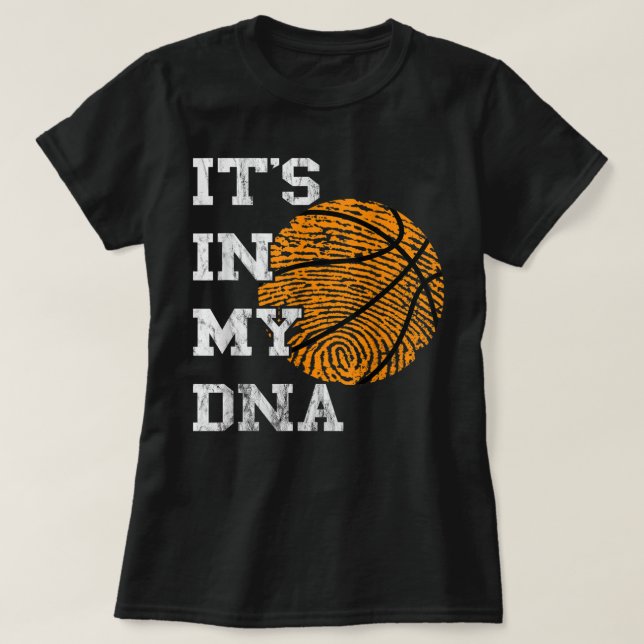 Basketboll den är i min DNA-fingeravtrycksuppspeln T Shirt (Design framsida)