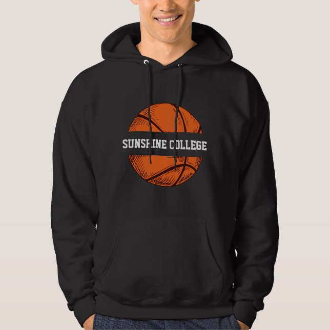 Basketboll ditt favoritteam Namn Hoodie (Framsida)