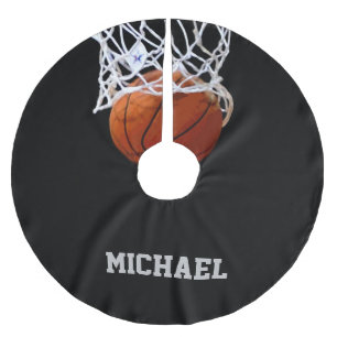 Basketboll ditt namn julgransmatta borstad polyester