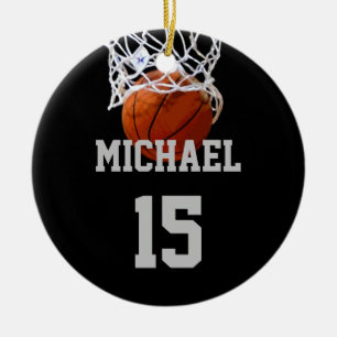 Basketboll ditt namn julgransprydnad keramik