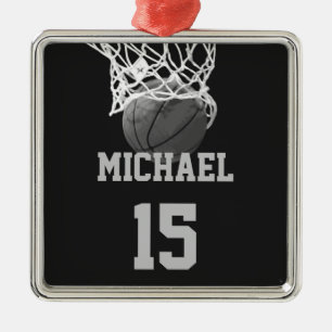 Basketboll ditt namn julgransprydnad metall