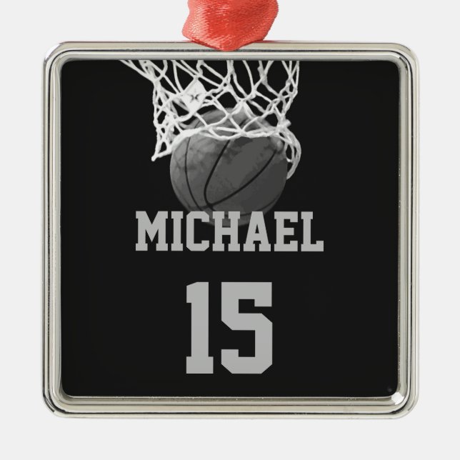 Basketboll ditt namn julgransprydnad metall (Framsidan)