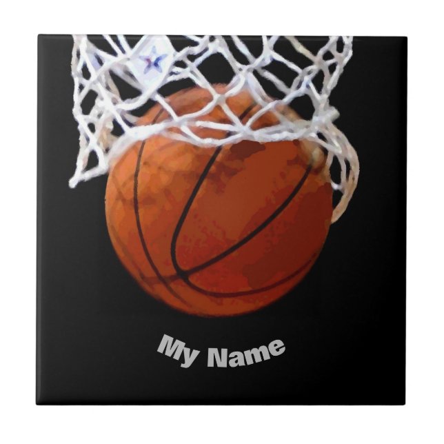 Basketboll ditt namn kakelplatta (Framsidan)