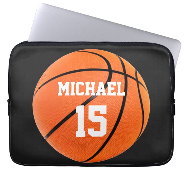 Basketboll ditt namn laptop fodral (Framsidan)