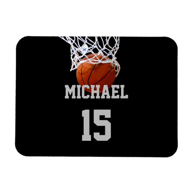 Basketboll ditt namn magnet (Horisontell)