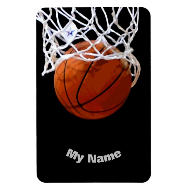 Basketboll ditt namn magnet (Vertikal)