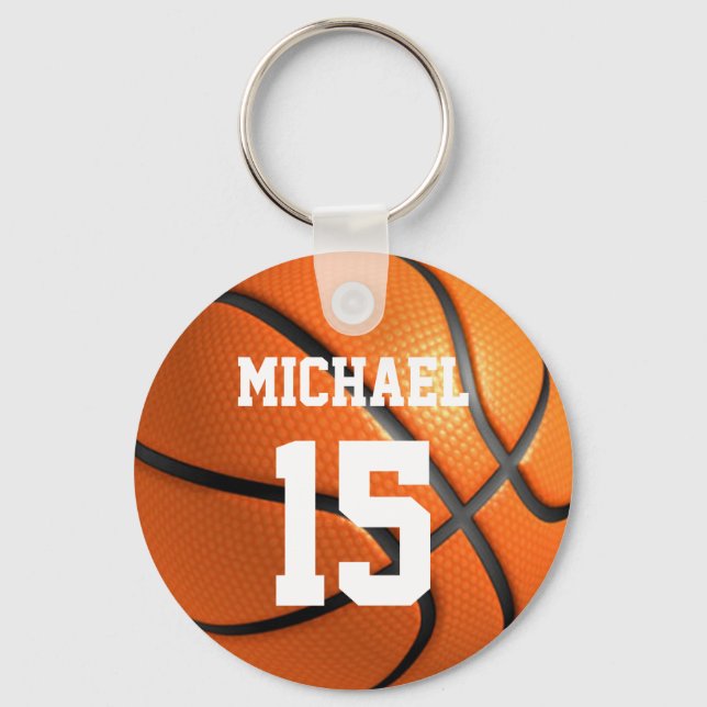Basketboll ditt namn nyckelring (Framsida)