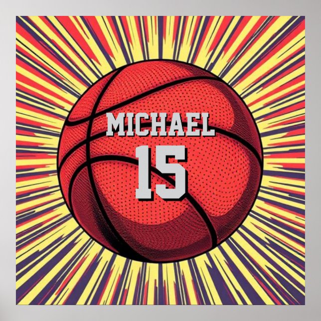 Basketboll Ditt Namn Popkonst Poster (Framsidan)