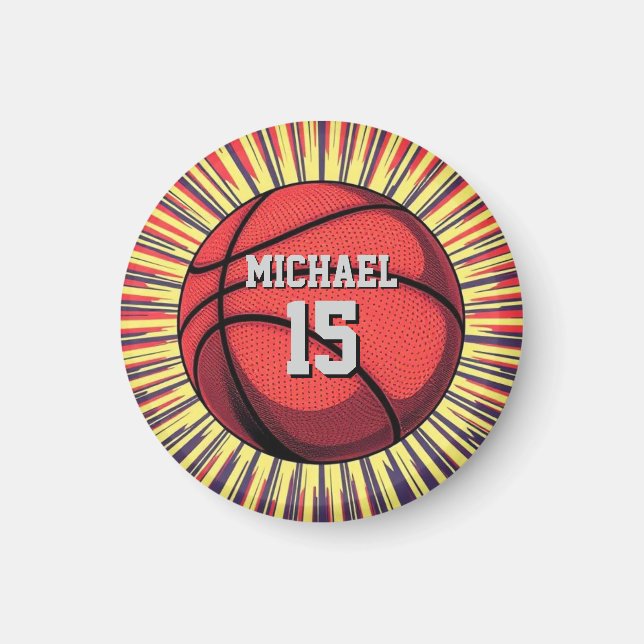 Basketboll ditt namn, poppning magnet (Framsidan)