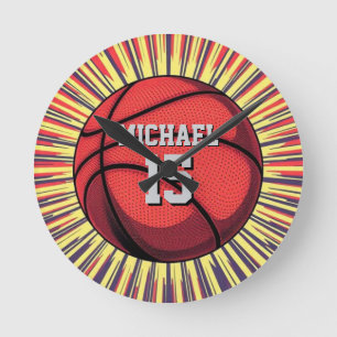 Basketboll ditt namn, poppning rund klocka