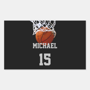Basketboll ditt namn rektangulärt klistermärke