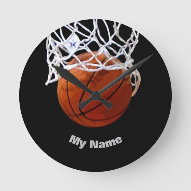 Basketboll ditt namn rund klocka (Framsida)