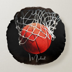 Basketboll ditt namn rund kudde