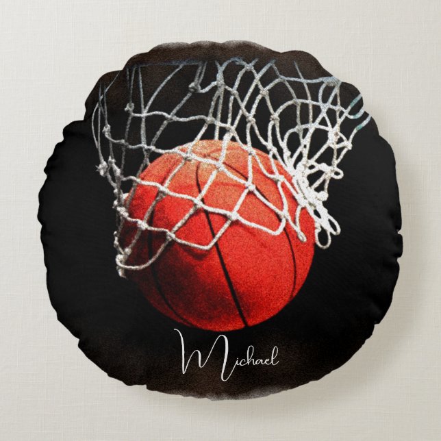 Basketboll ditt namn rund kudde (Framsidan)