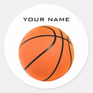 Basketboll ditt namn runt klistermärke