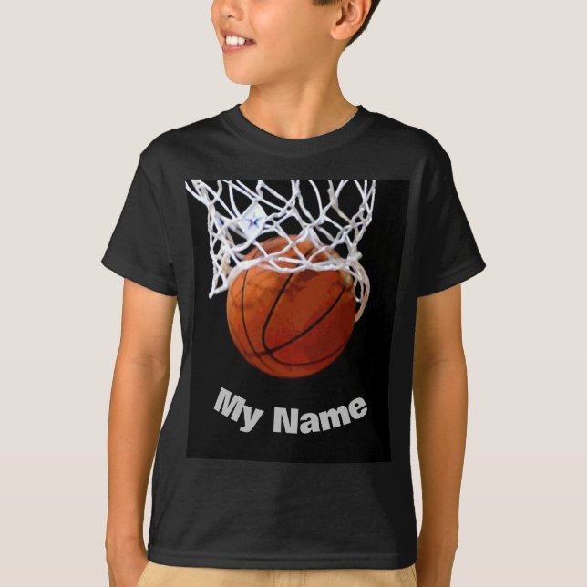 Basketboll ditt namn t shirt (Framsida)