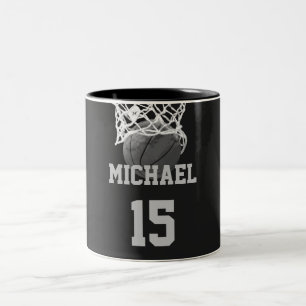 Basketboll ditt namn Två-Tonad mugg