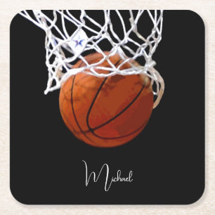 Basketboll ditt namn underlägg papper kvadrat