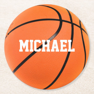 Basketboll ditt namn underlägg papper rund