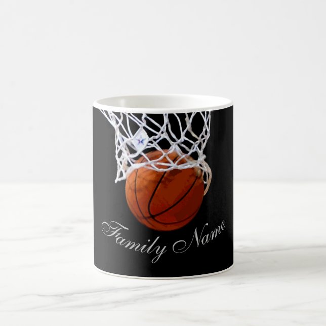 Basketboll ditt namnkalligrafiskript kaffemugg (Center)