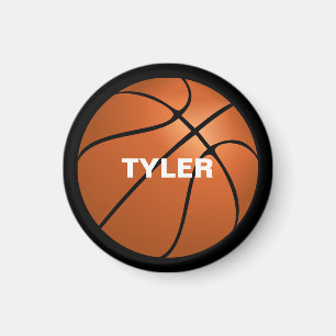 Basketboll, DIY Namn in White, Black Magnet