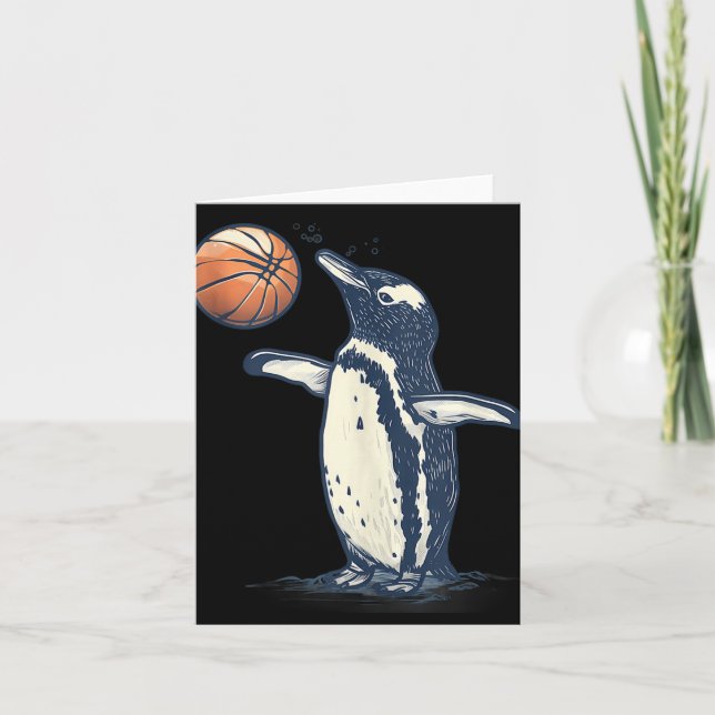 Basketboll Djur Konst Pingvin Basketälskare Dra Kort (Framsida)