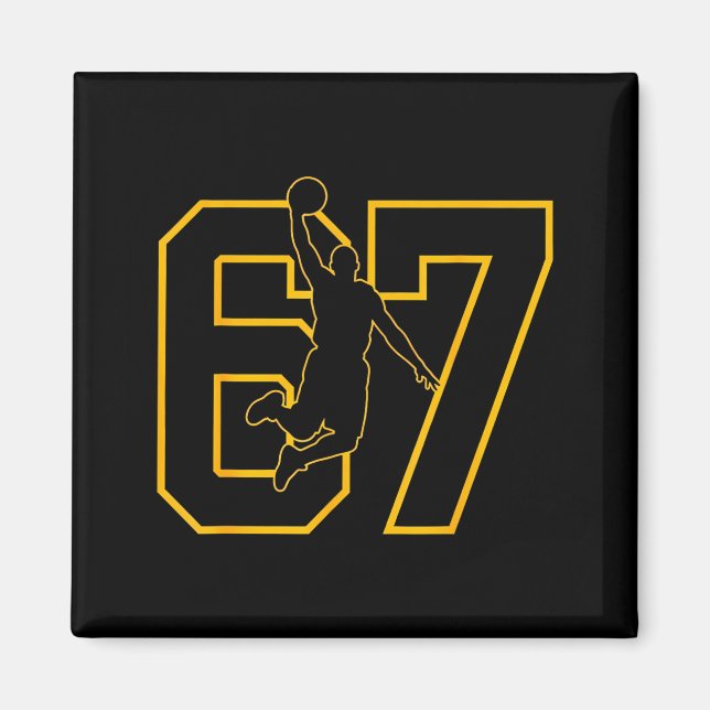 Basketboll Dropp Nummer 67 Basketbollsspelare  Magnet (Framsidan)