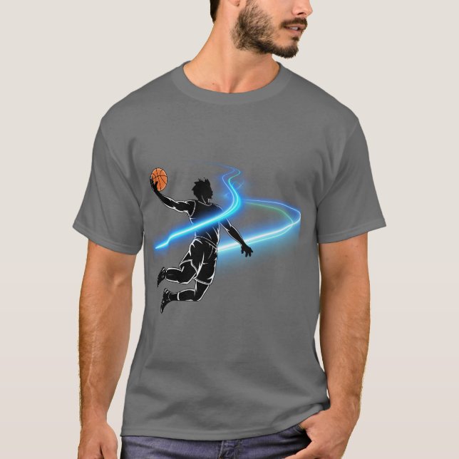 Basketboll Dunk Energi | Neon Hoops Grafik T Shirt (Framsida)