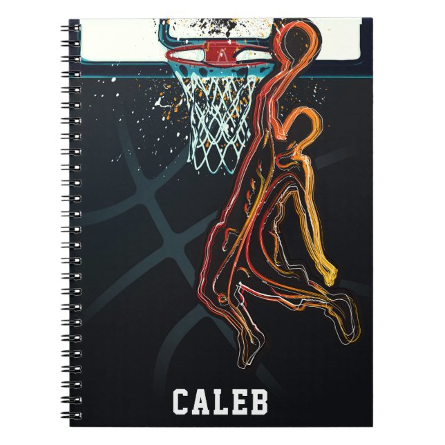 Basketboll Dunk Hopp Skott Modern Urban Cool Anteckningsbok (Framsidan)