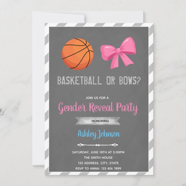 Basketboll eller bows-gender: visa inbjudan (Framsida)