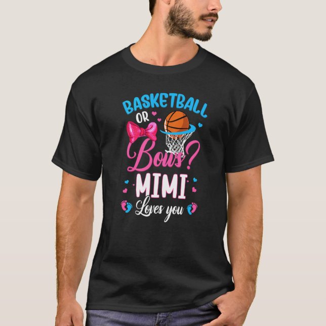 Basketboll eller Bows Mimi Kärlek du Gender Reveal T Shirt (Framsida)