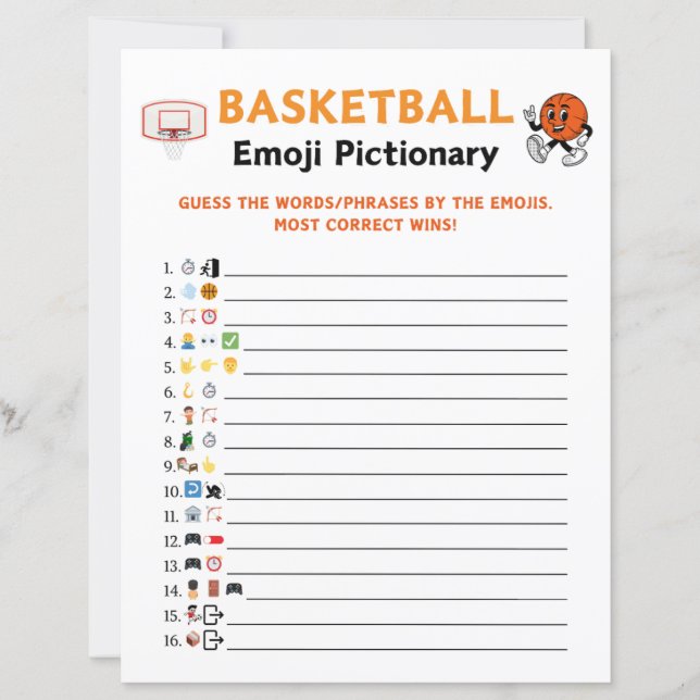 Basketboll Emoji Pictionary-spel (Framsida)