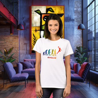 Basketboll Evolution Silhuett Slam Dunk Design T Shirt
