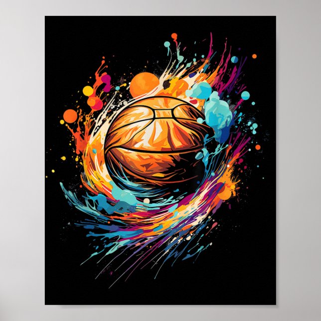 Basketboll, färgad, Stänk, för Poster (Framsidan)