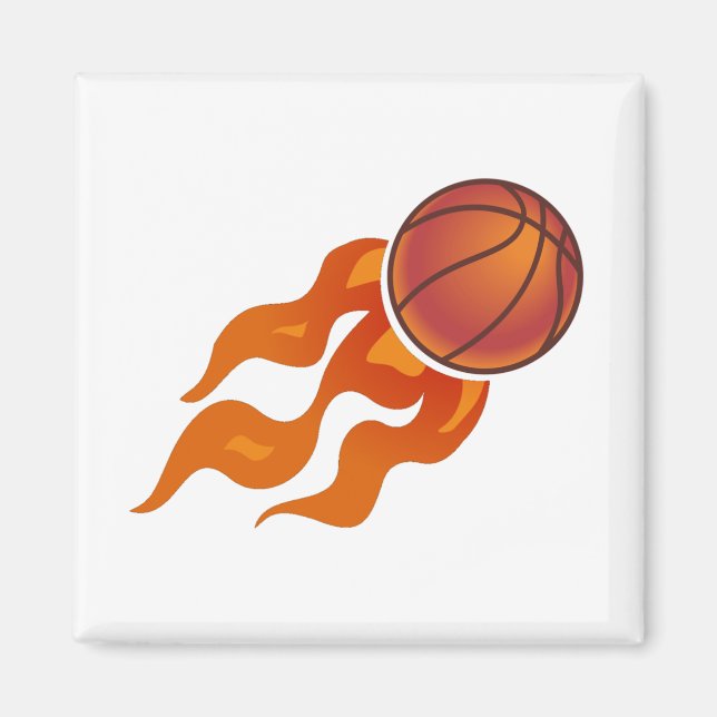Basketboll flammar magnet (Framsidan)