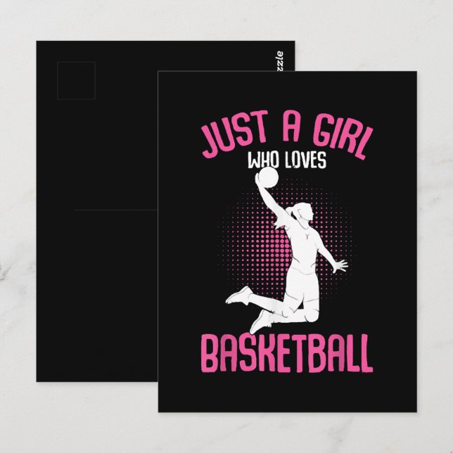 Basketboll Flicka Kvinnor Vykort (Fram/baksida)