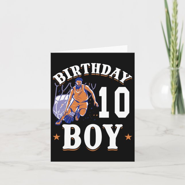 Basketboll - födelsedagspojke 10 år gammal födelse kort (Framsida)