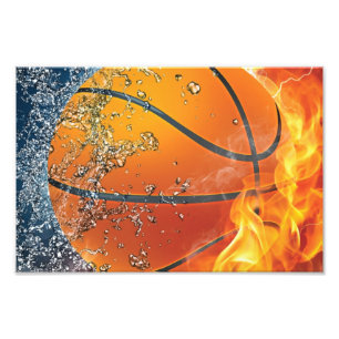 Basketboll för flamma fototryck