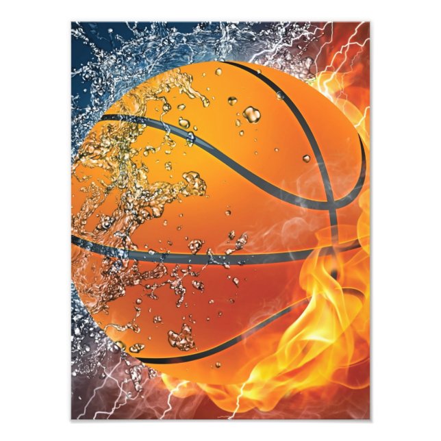 Basketboll för flamma fototryck (Framsidan)
