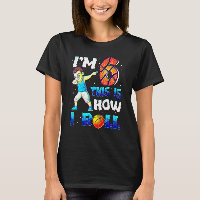 Basketboll för födelsedagstjud i 6e, fyra sex år g t shirt (Framsida)