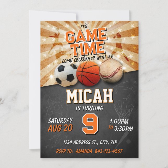 Basketboll för fotboll i inbjudan (Framsida)