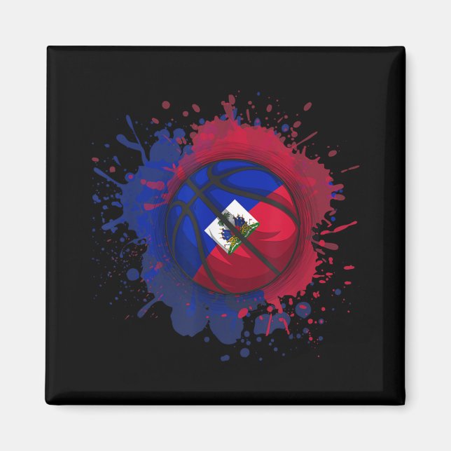 Basketboll för Haiti Flagga Magnet (Framsidan)