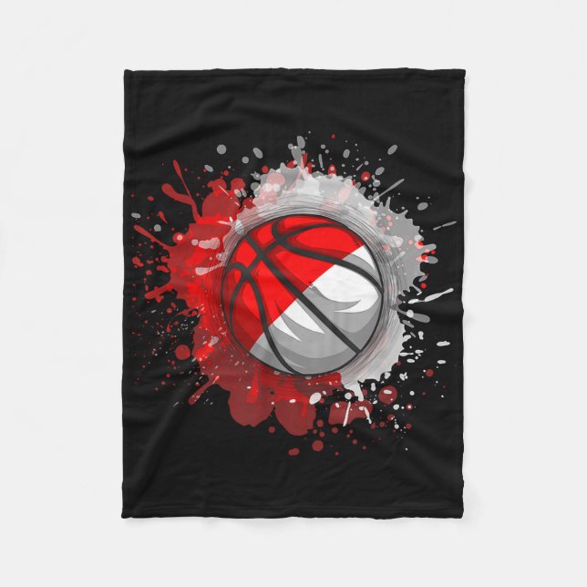 Basketboll för Indonesien Flagga Fleecefilt (Framsidan)