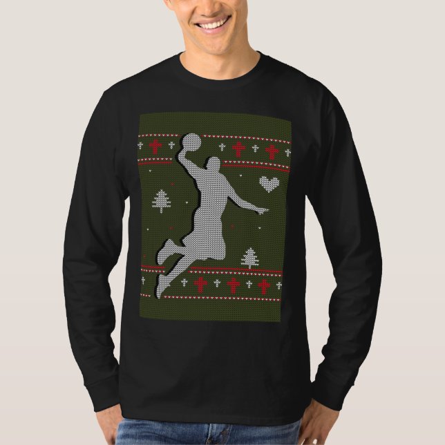 Basketboll för jul t shirt (Framsida)